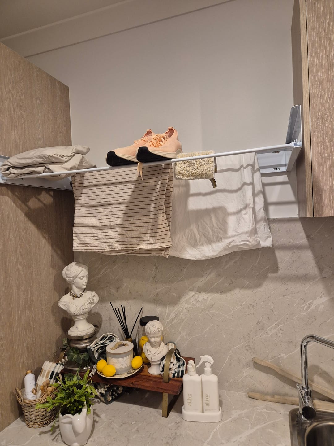 Customer photo review of Wall Mounted Drying Rack - Foldable Indoor and Outdoor Drying Rack