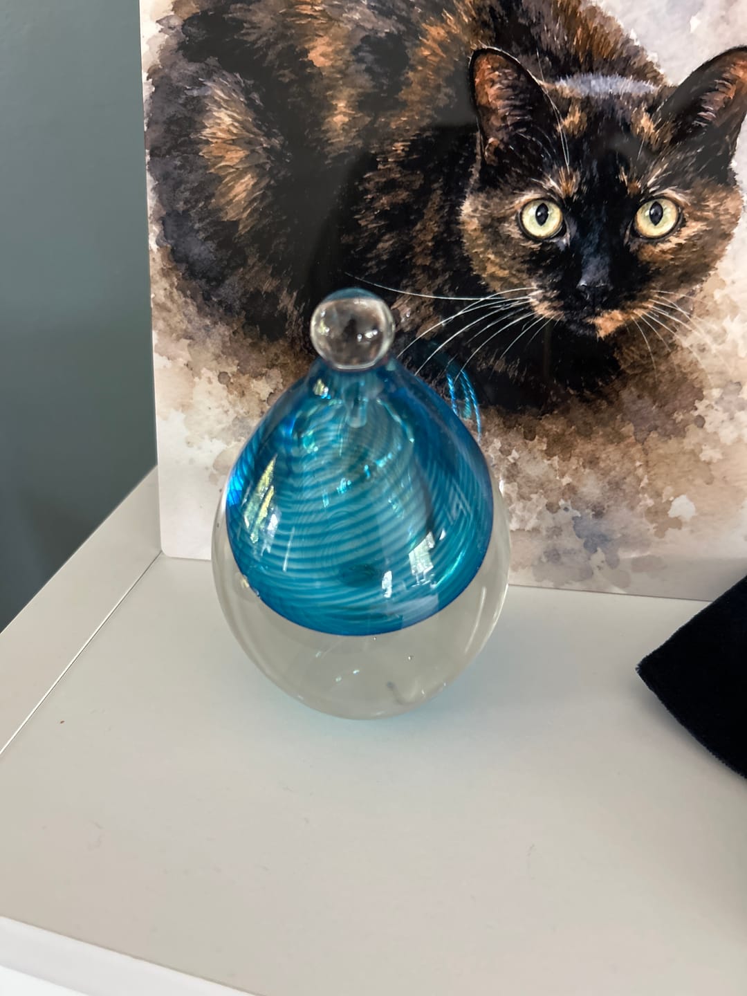 Customer photo review of Glass Keepsake Urn for Cremation Ashes of People or Pets
