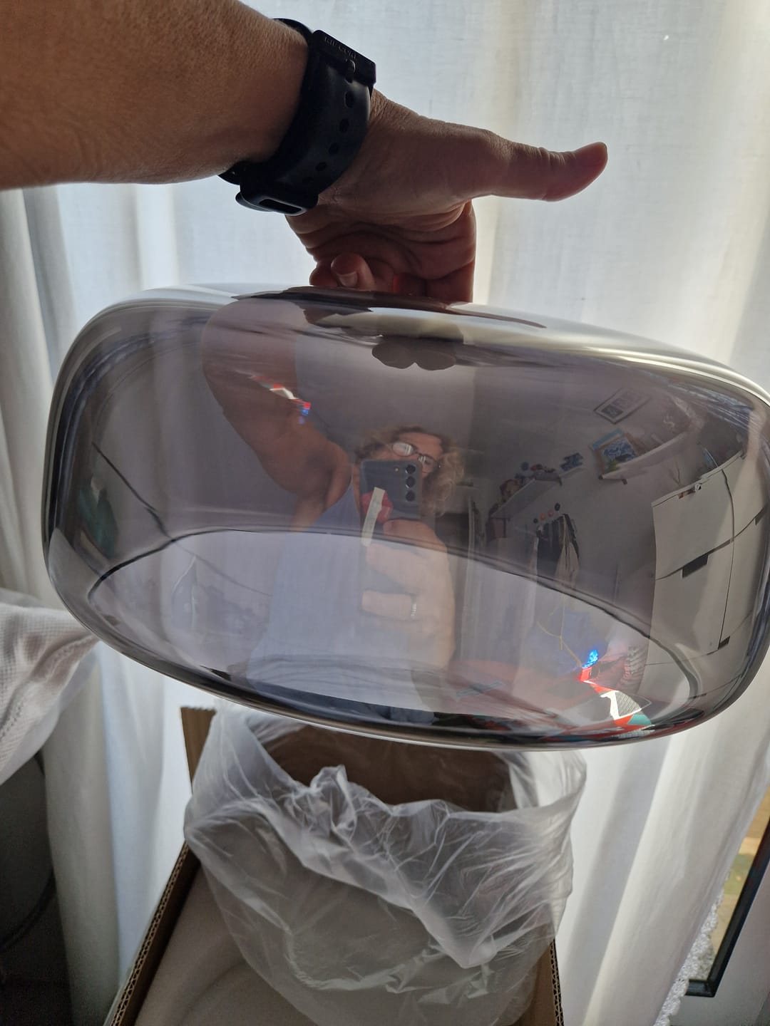 Customer photo review of Suspension moderne en verre teinté NOVA | 1 Suspension