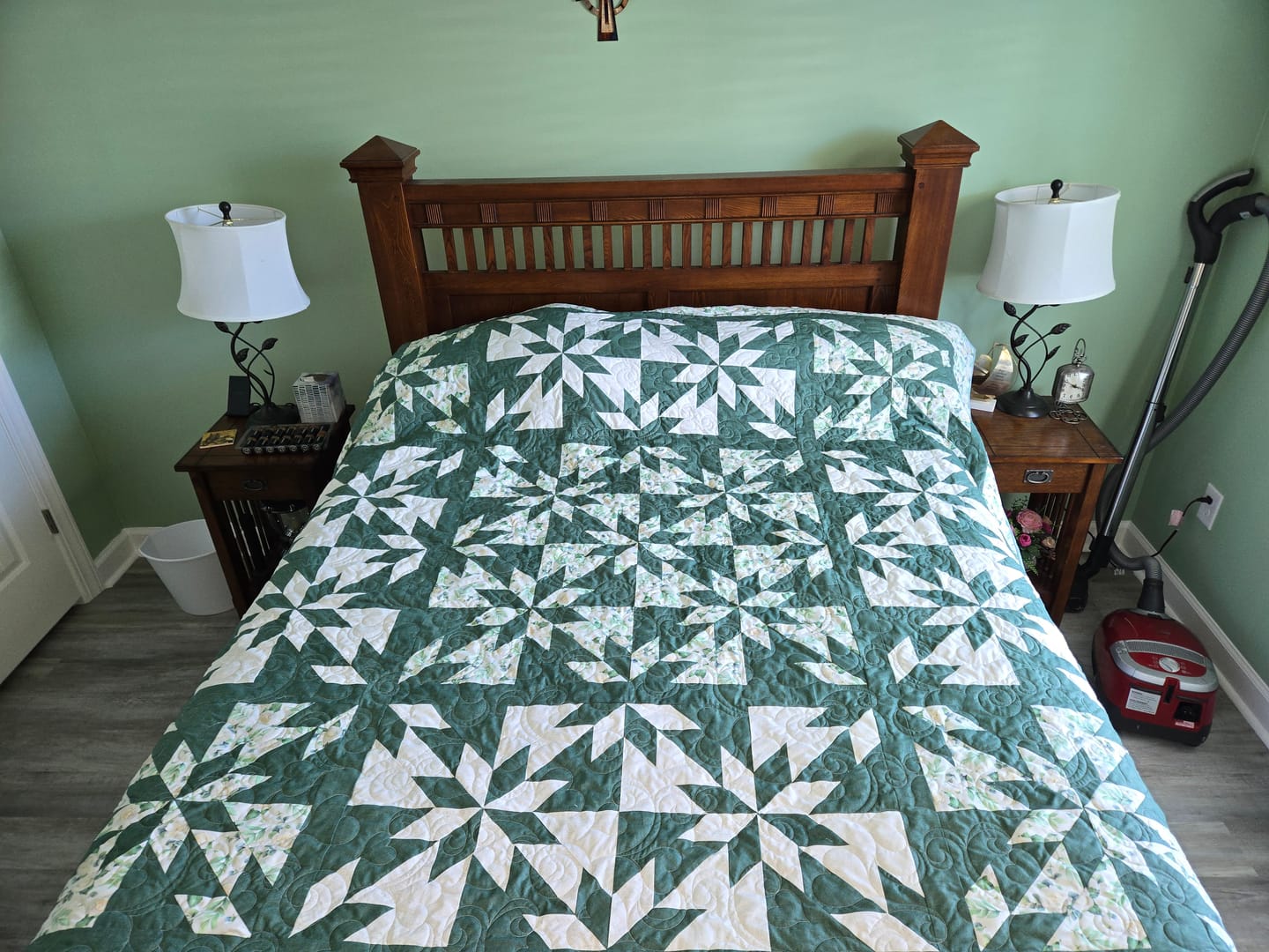 Customer photo review of Watercolor White Roses on Leaves Fabric