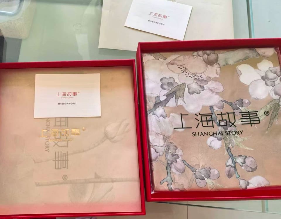 Customer photo review of Blossoming Years Printed Mulberry Silk Shawl / Scarf