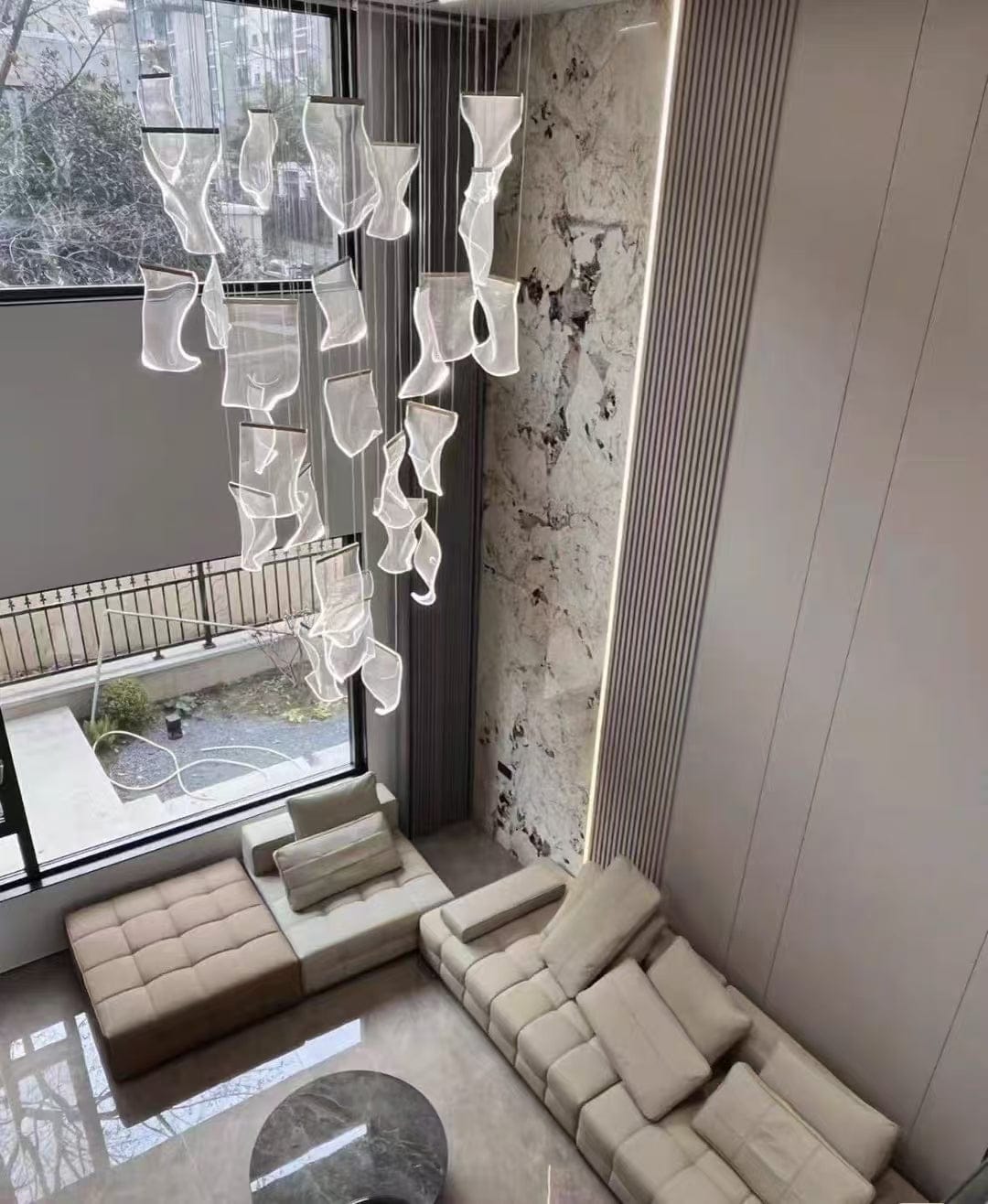 Customer photo review of Large Clear Acrylic Flowing Wave Chandelier