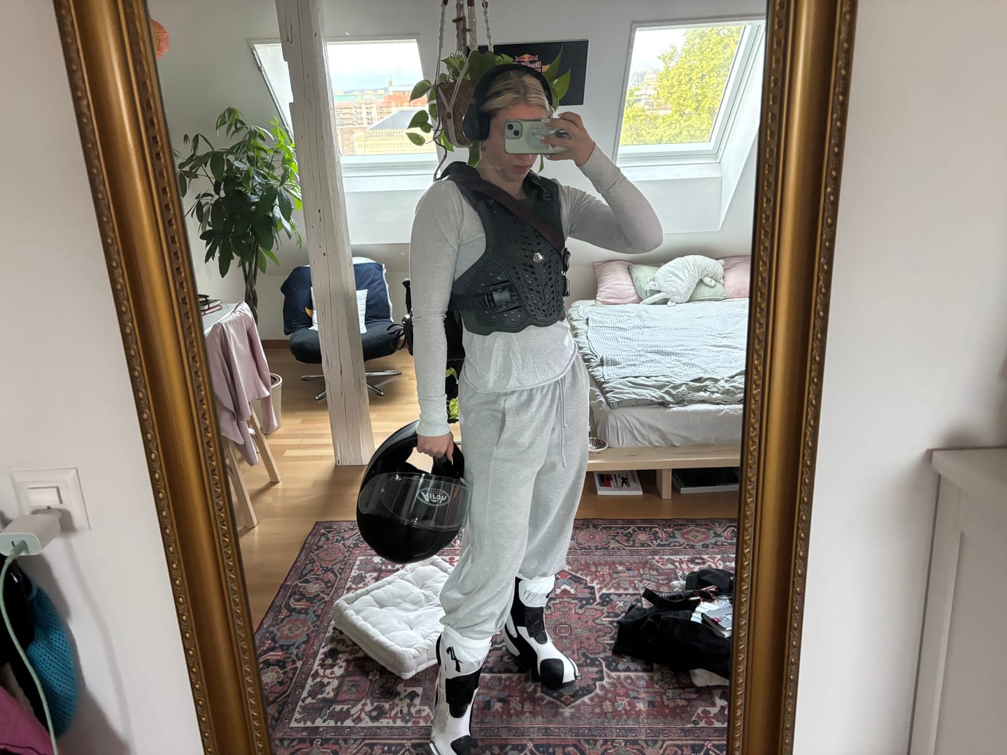 Customer photo review of White Motorcycle Boots – Silver Dragon Edition