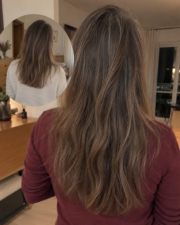 Customer photo review of KosmaHair Sérum | Restaurador Capilar & Entradas