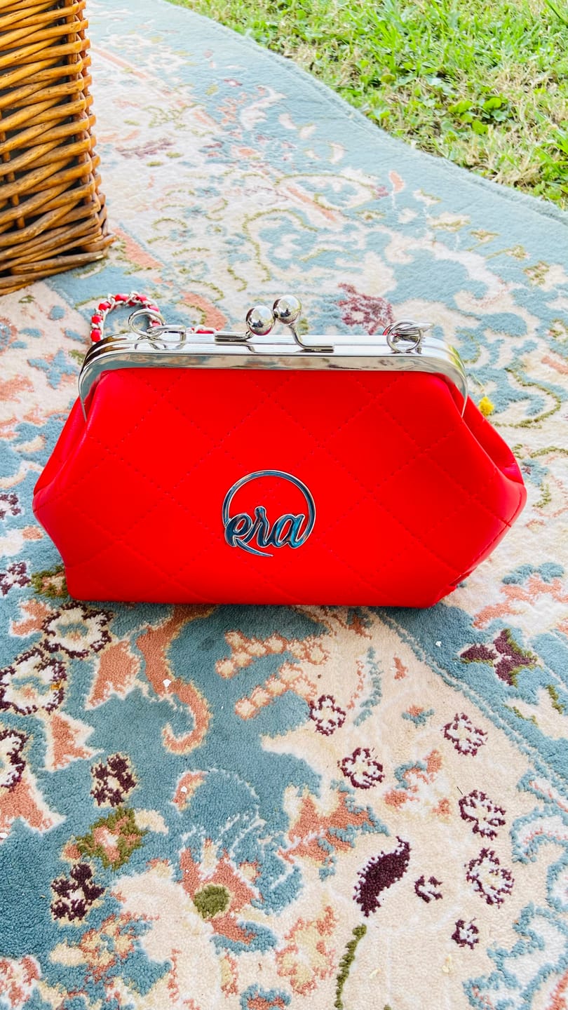 Customer photo review of ERA Mini Kisslock Chain Bag – Red