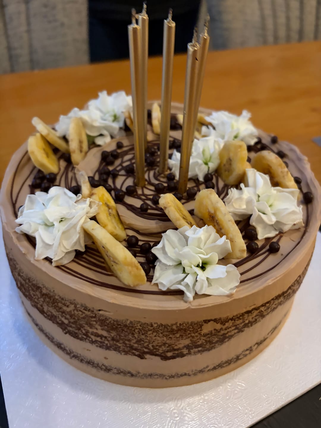 Customer photo review of banana chocolate cake
