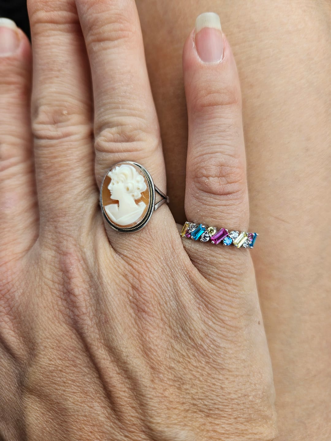 Customer photo review of Cluster CZ Band in Sterling Silver