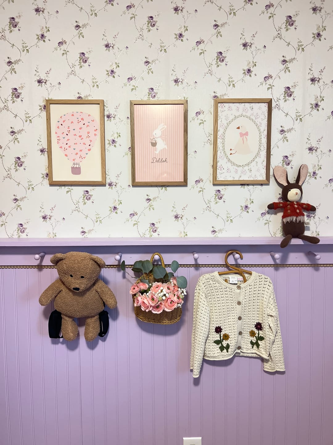 Customer photo review of Pink Floral Hot Air Balloon – Nursery & Kids Wall Art