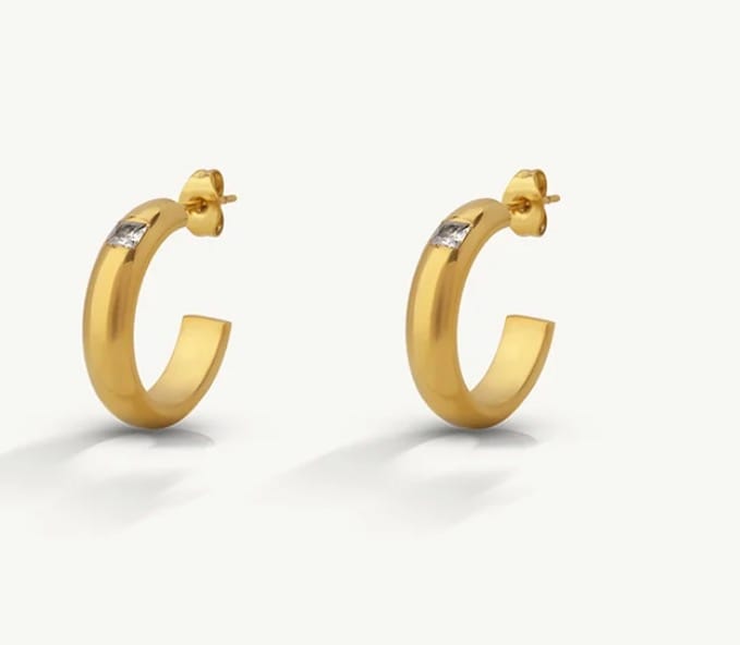 Customer photo review of Radiant Stone Hoop Earrings