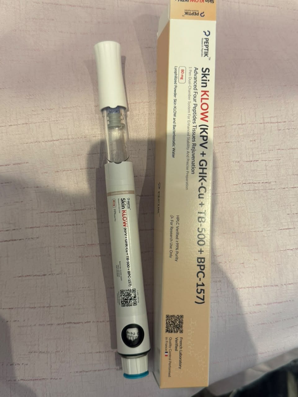 Customer photo review of Skin KLOW 80mg Pen Dual-Chamber KPV + GHKCU + TB500 + BPC157