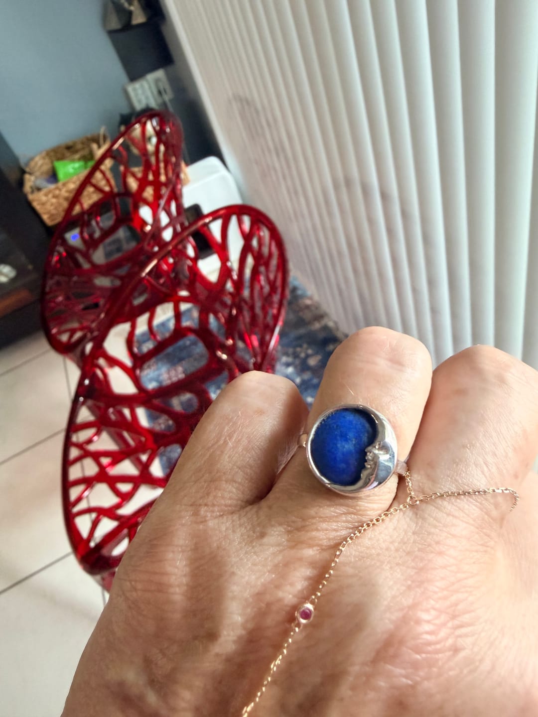 Customer photo review of Celestial Lapis Moon Face Ring