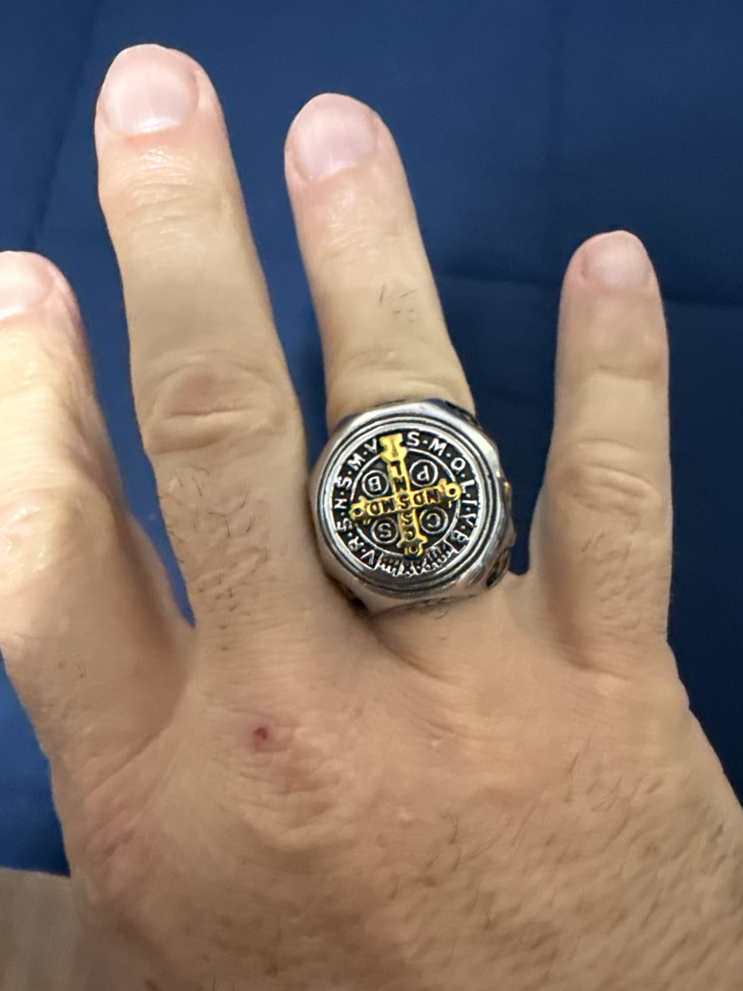 Customer photo review of Christianartworkshop Classic Style St. Benedict Cross Divine Faith Ring