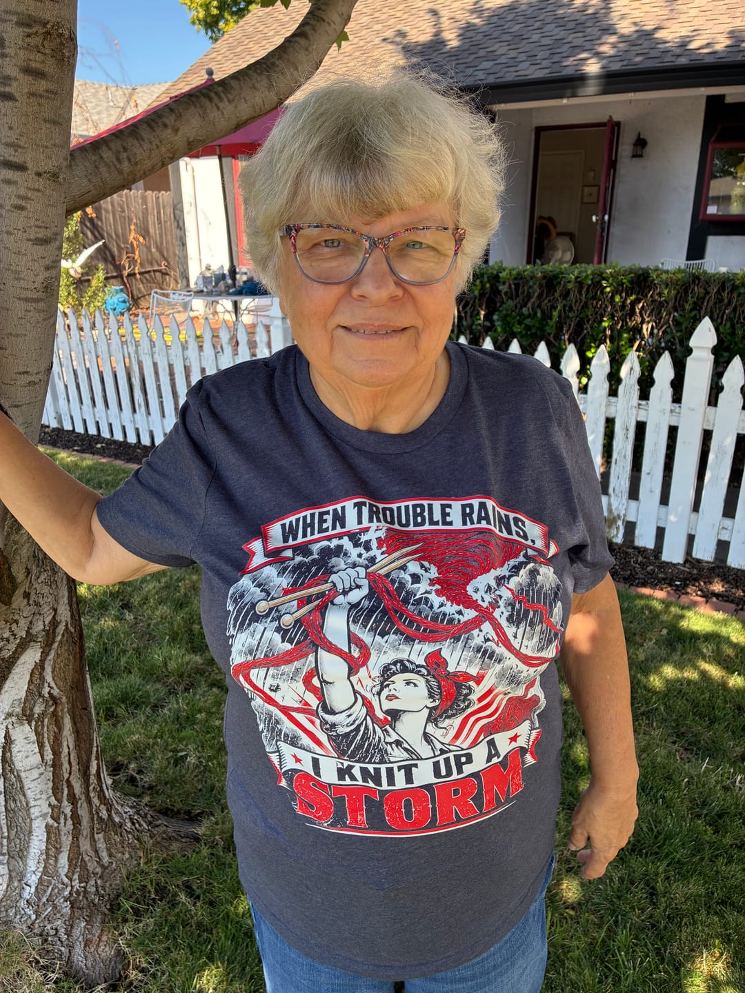 Customer photo review of Rosie The Knitter T-shirt