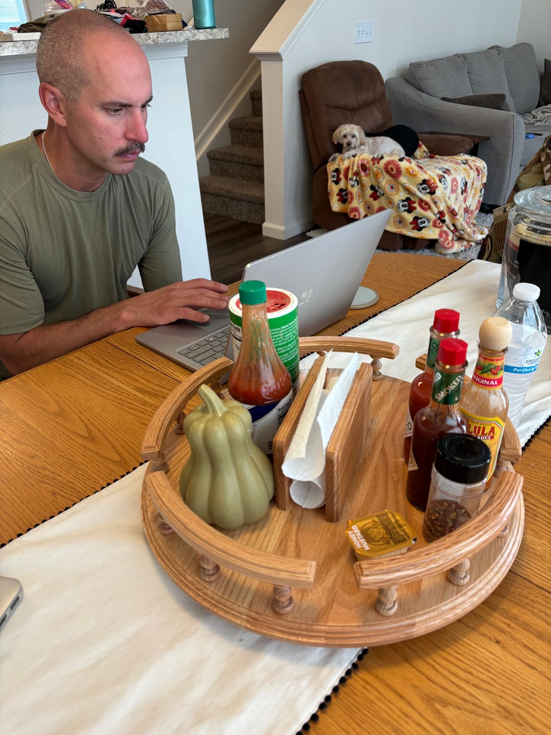 Customer photo review of Lazy Susan With Rail and Napkin Holder