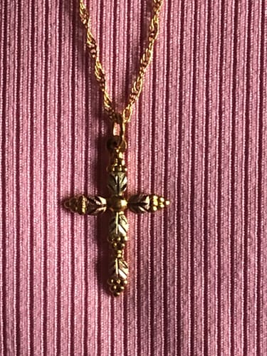 Customer photo review of Unique Cross - Black Hills Gold Pendant