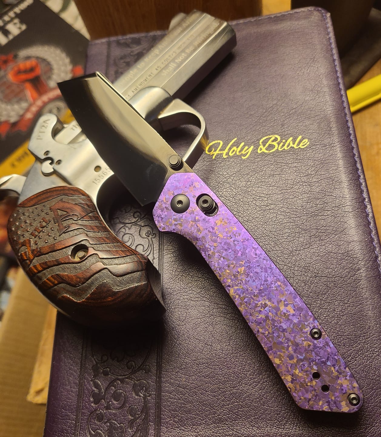 Customer photo review of Kizer Madrac AirTi Purple Crystallized Titanium Super Mirror X-Polished DLC M390 | Blade District Exclusive