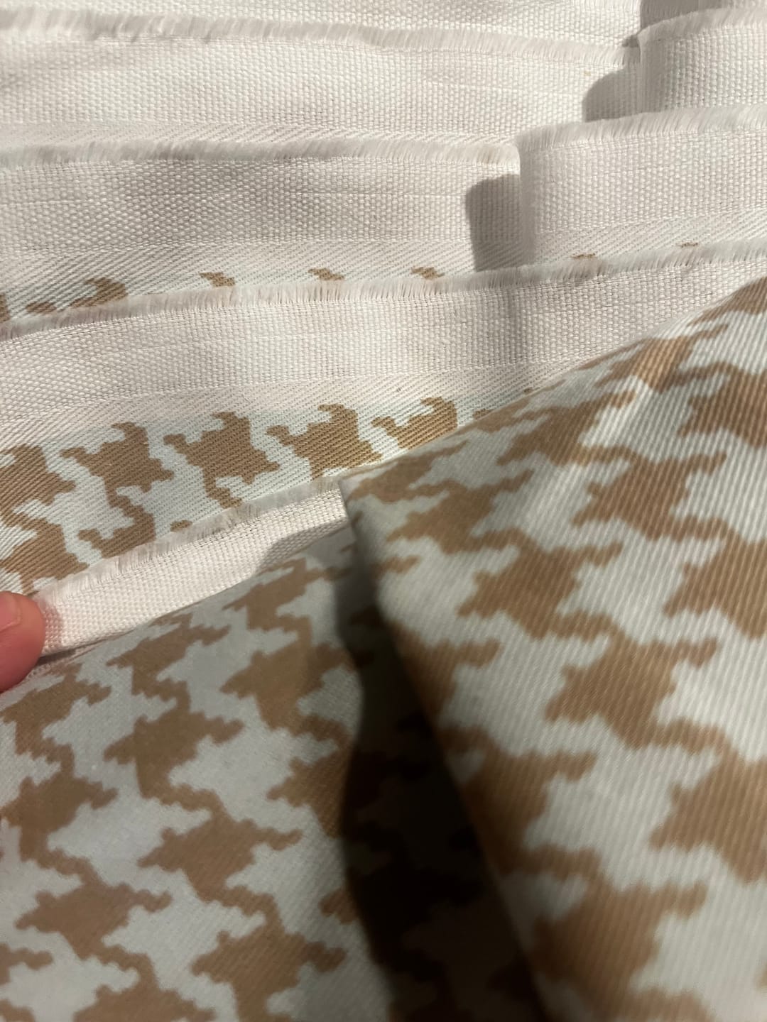 Customer photo review of $30 Whole 5 Yard Cut - Upholstery Duck Fabric - Tan Houndstooth - Premier Prints