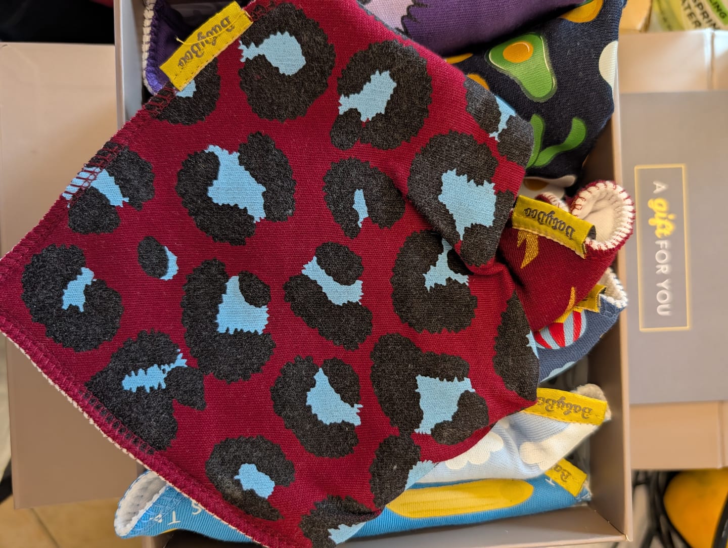 Customer photo review of Golden bolts organic cotton DribbleBoo bandana bib