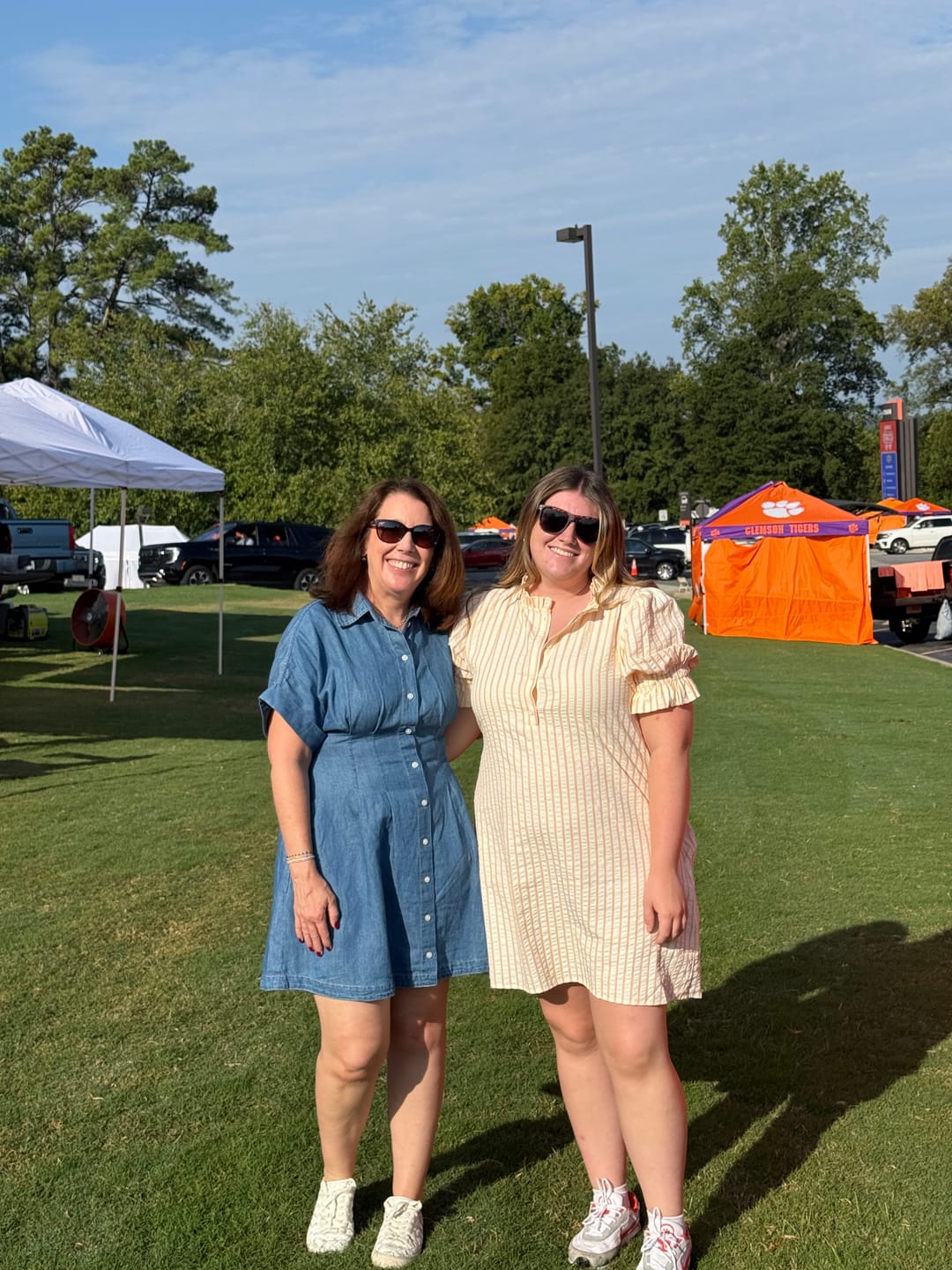 Customer photo review of Quinn Striped Dress - Orange