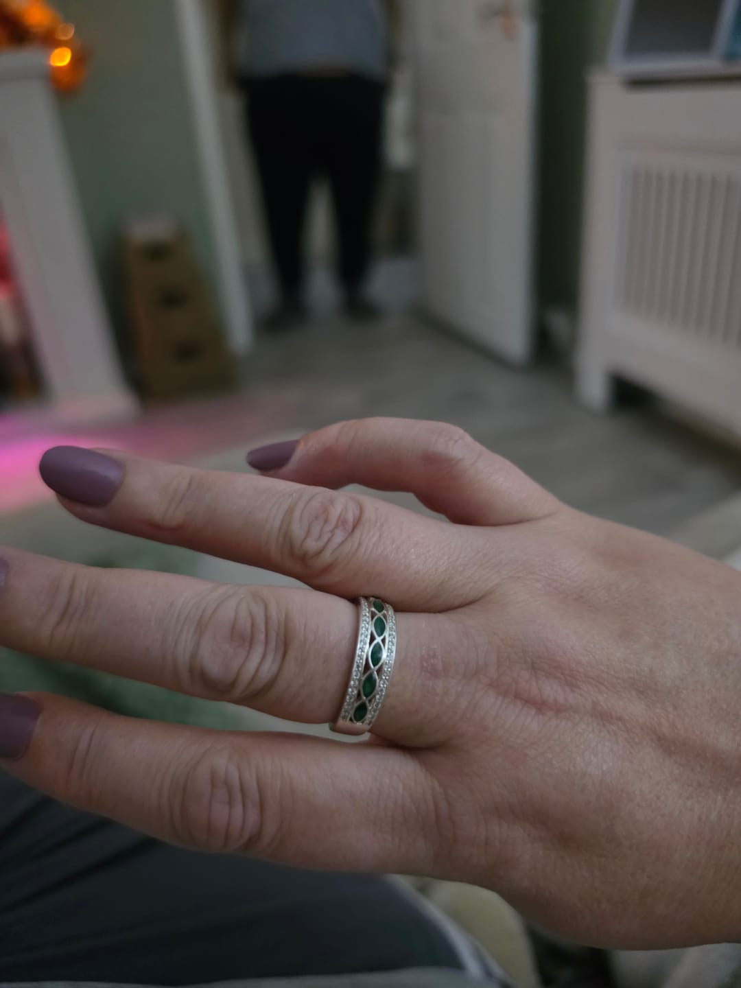 Customer photo review of Ladies Silver Forever Remembered CZ Half Channel Ring