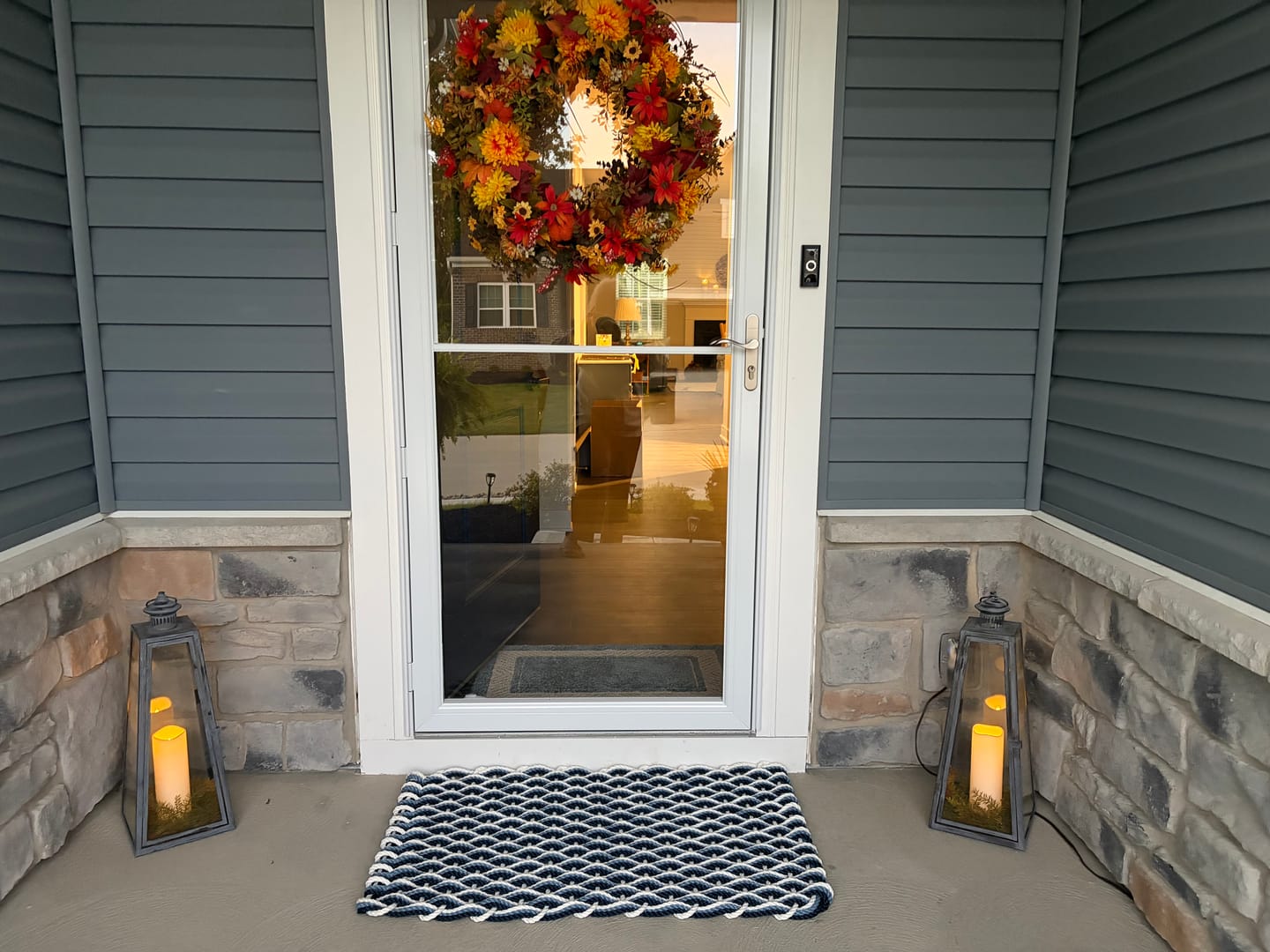 Customer photo review of Pearl + Glacier Bay + Navy Doormat