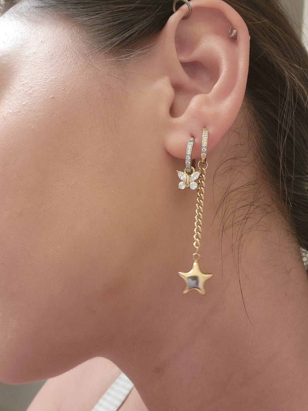 Customer photo review of Diamond Butterfly Earring Charm