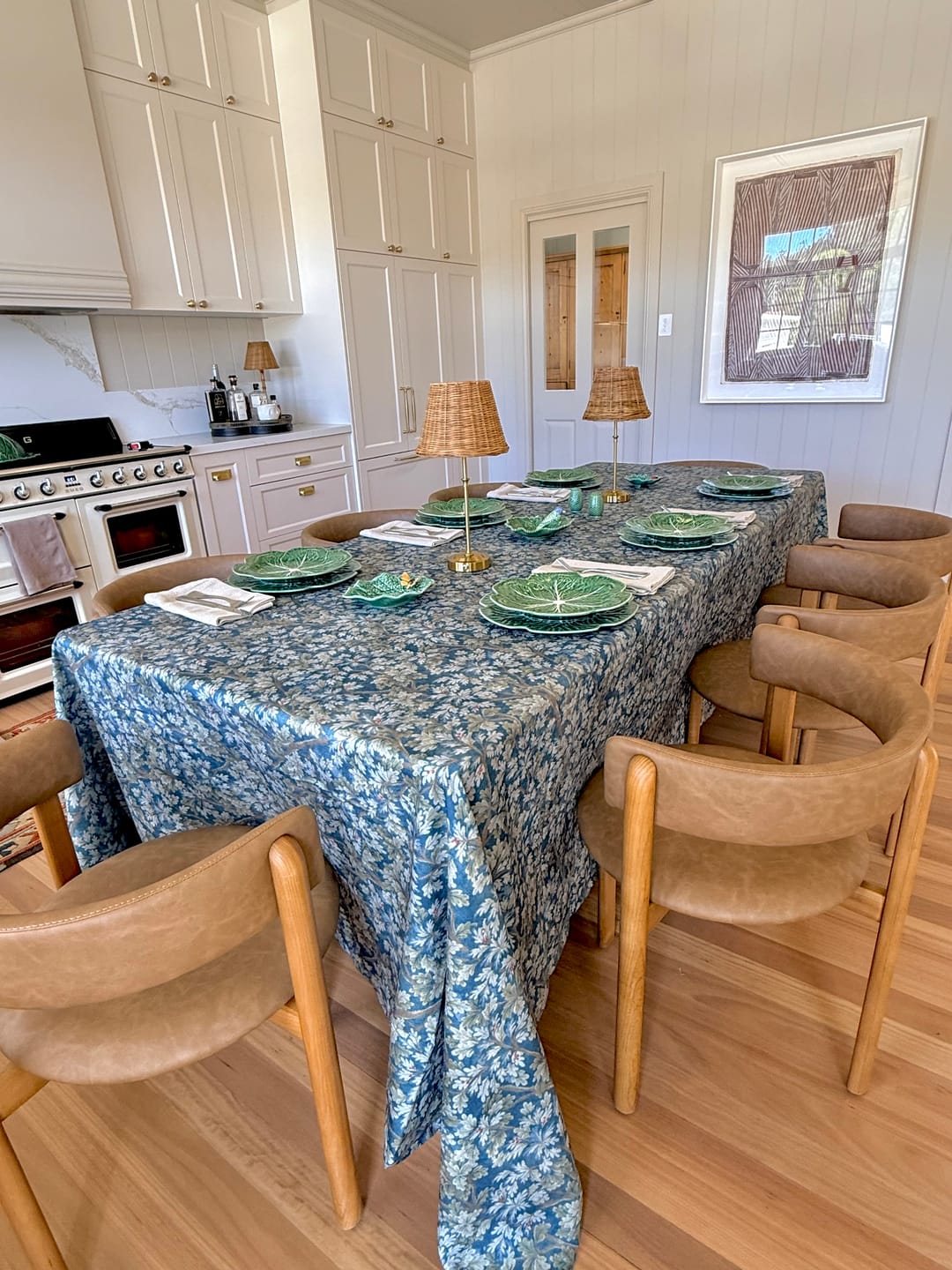 Customer photo review of Navy Tapestry Table Cloth