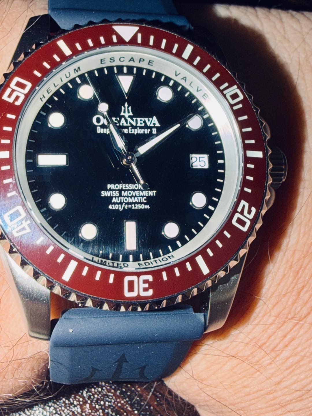 Customer photo review of Oceaneva Men's Deep Marine Explorer II 1250M Pro Diver Watch Brown Black