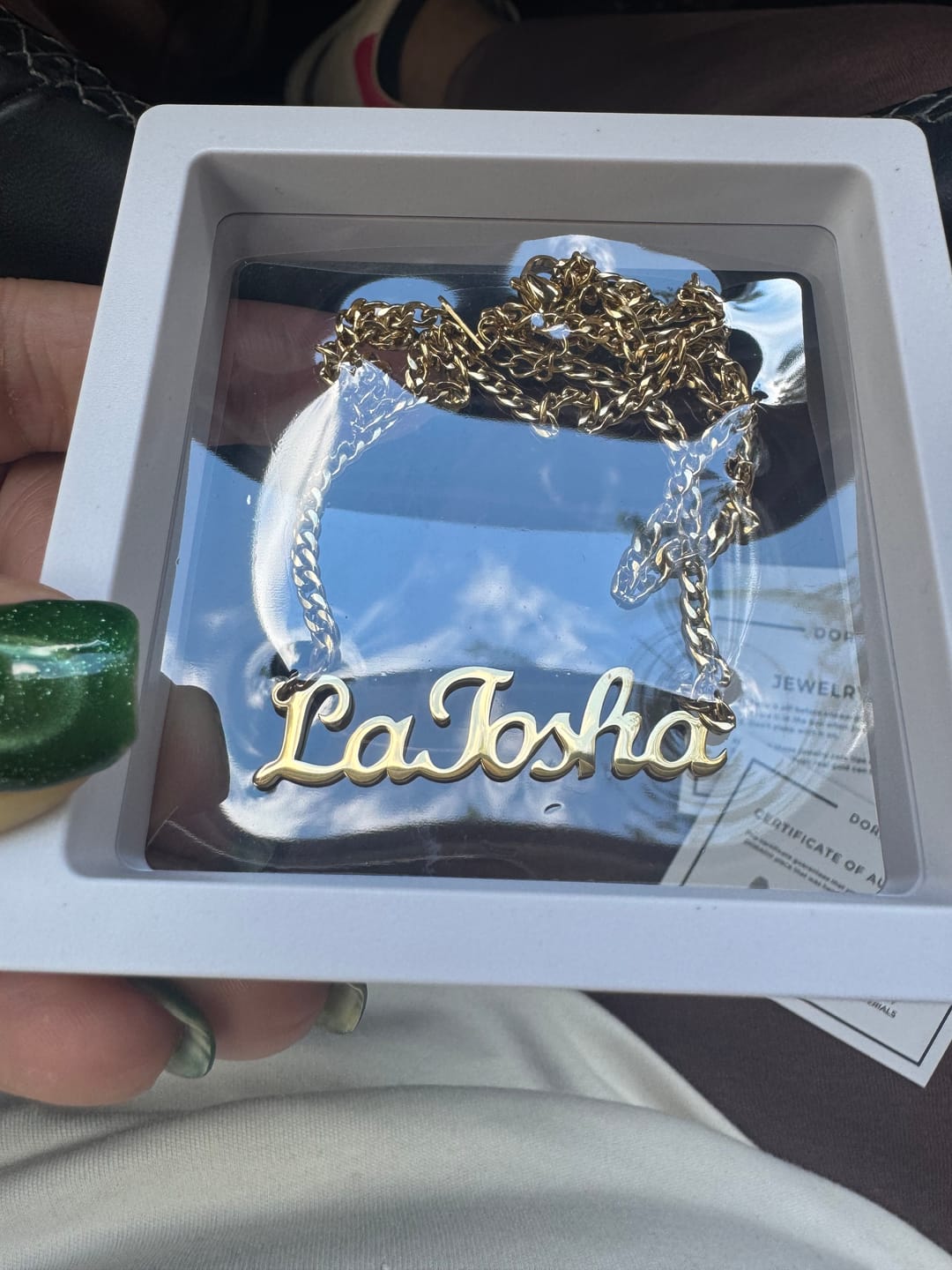Customer photo review of Custom Name Necklace w/ Cuban Chain
