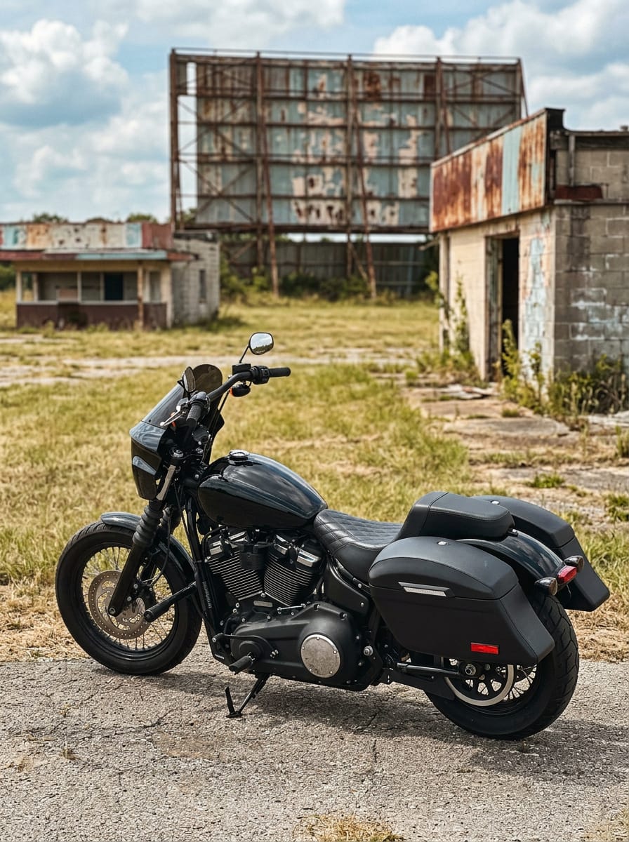 Customer photo review of 44L - Lamellar Stallion Extra Large Leather Covered Motorcycle Hard Saddlebags for Harley Softail Street Bob FXBB/S