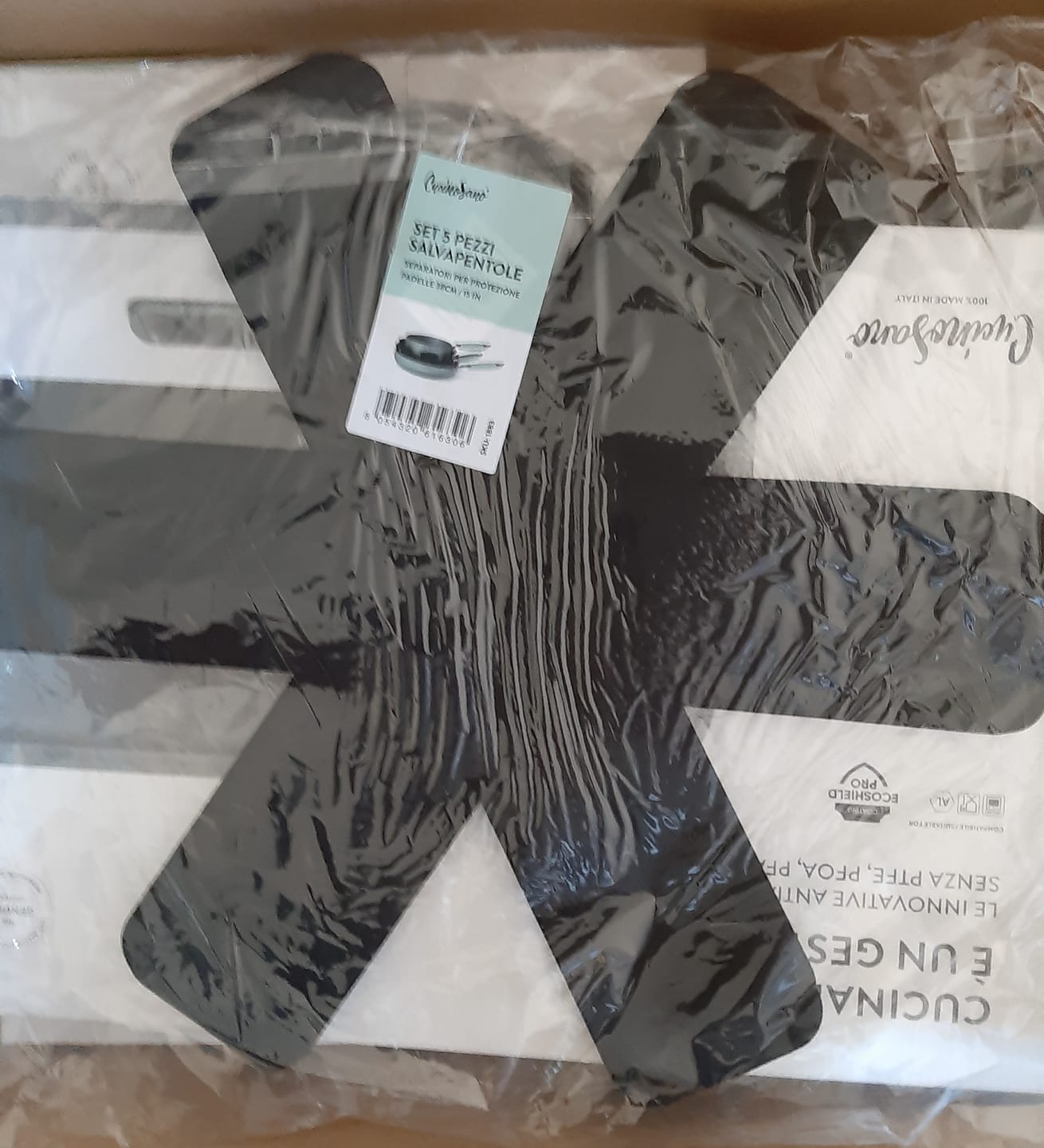 Customer photo review of Salvapentola antigraffio. Perfetti per proteggere pentole e padelle antiaderenti, 5 pezzi