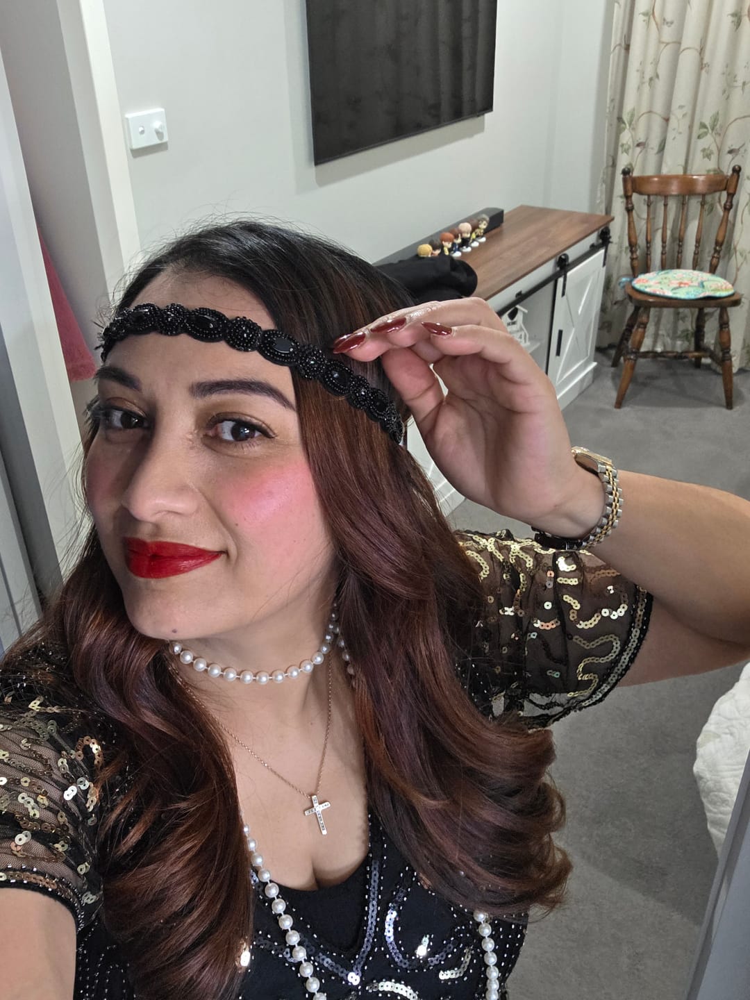 Customer photo review of Black Deco Feather Headband