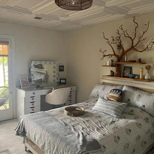 Customer photo review of Rustic Tree Shelf Wall Living Room