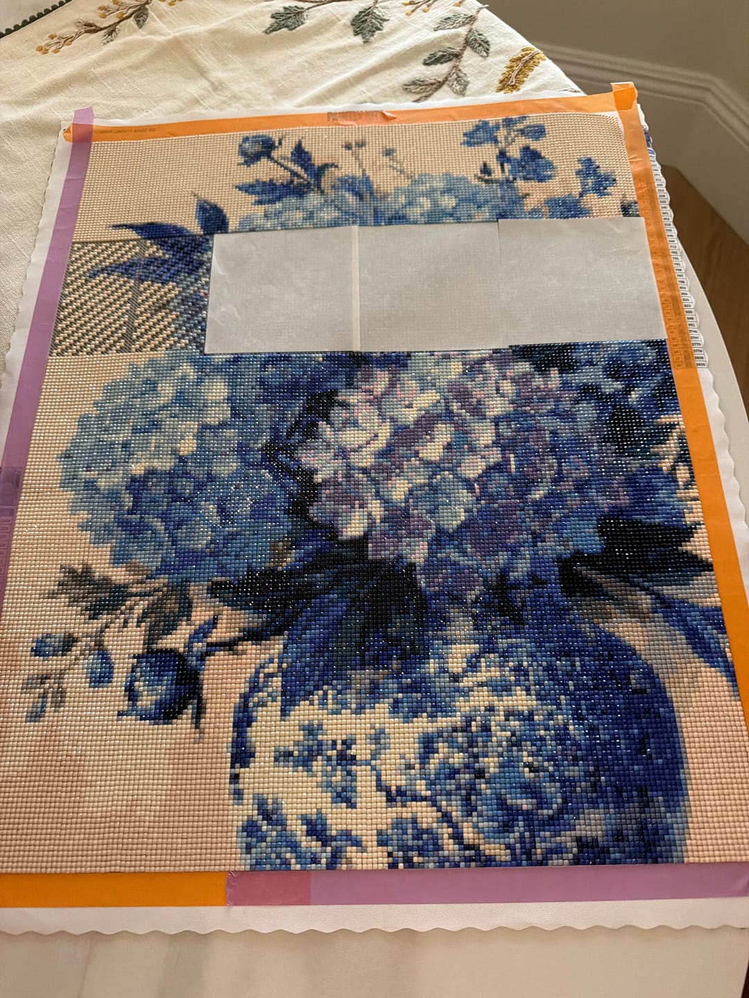 Customer photo review of Blue Porcelain as Hydrangeas (Diamond Painting)