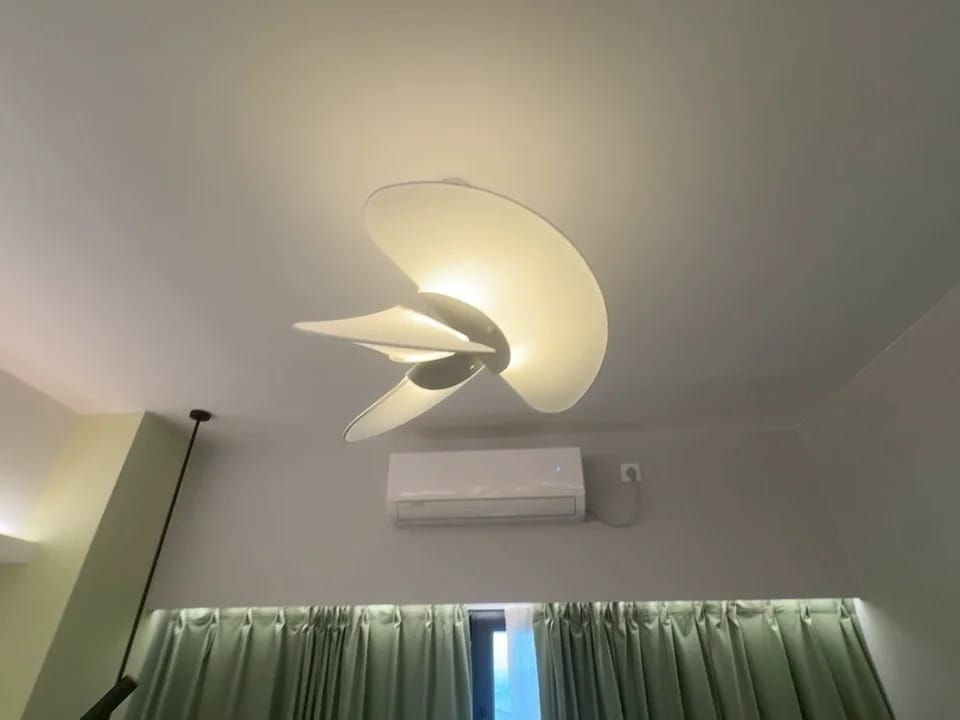 Customer photo review of Modern Italian Minimalist Silk Pendant Light - Nordic White Ceiling Hanging Lamp Fixture for Loft, Villa, Living Room & Hotel