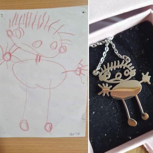 Customer photo review of Halskette aus Kinderzeichnung