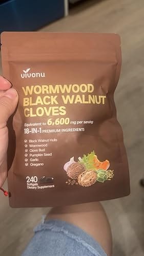 Customer photo review of 18-in-1 Black Walnut & Wormwood Herbal Digestive Cleanse Softgels, 80-Day Supply