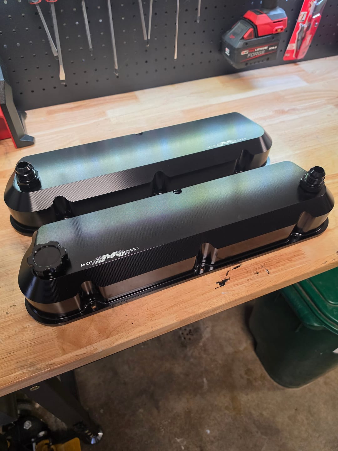 Customer photo review of Motion Raceworks Black Anodized Billet SBF Valve Covers