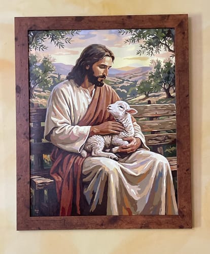 Customer photo review of Gentle Lamb Embrace (Paint by Numbers)