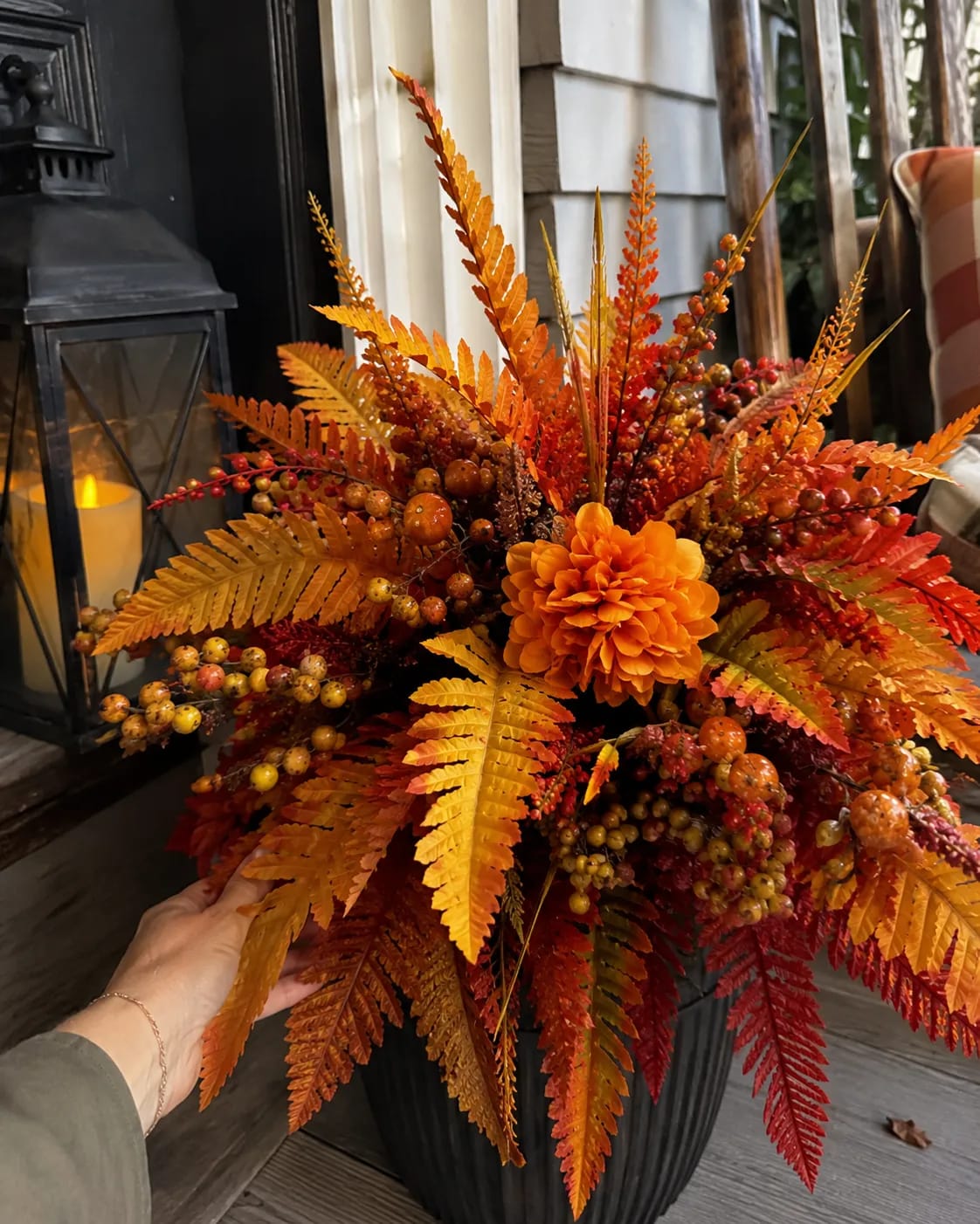 Customer photo review of Autumn Harvest Floral Garden Stake Arrangement