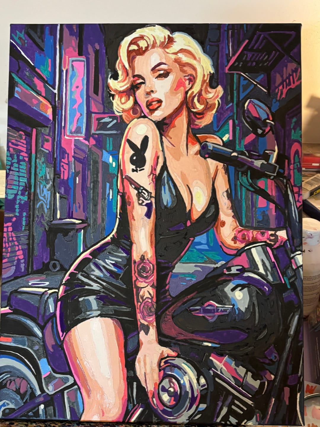 Customer photo review of Tattooed Pinup Motorcycle Alley (Paint by Numbers)