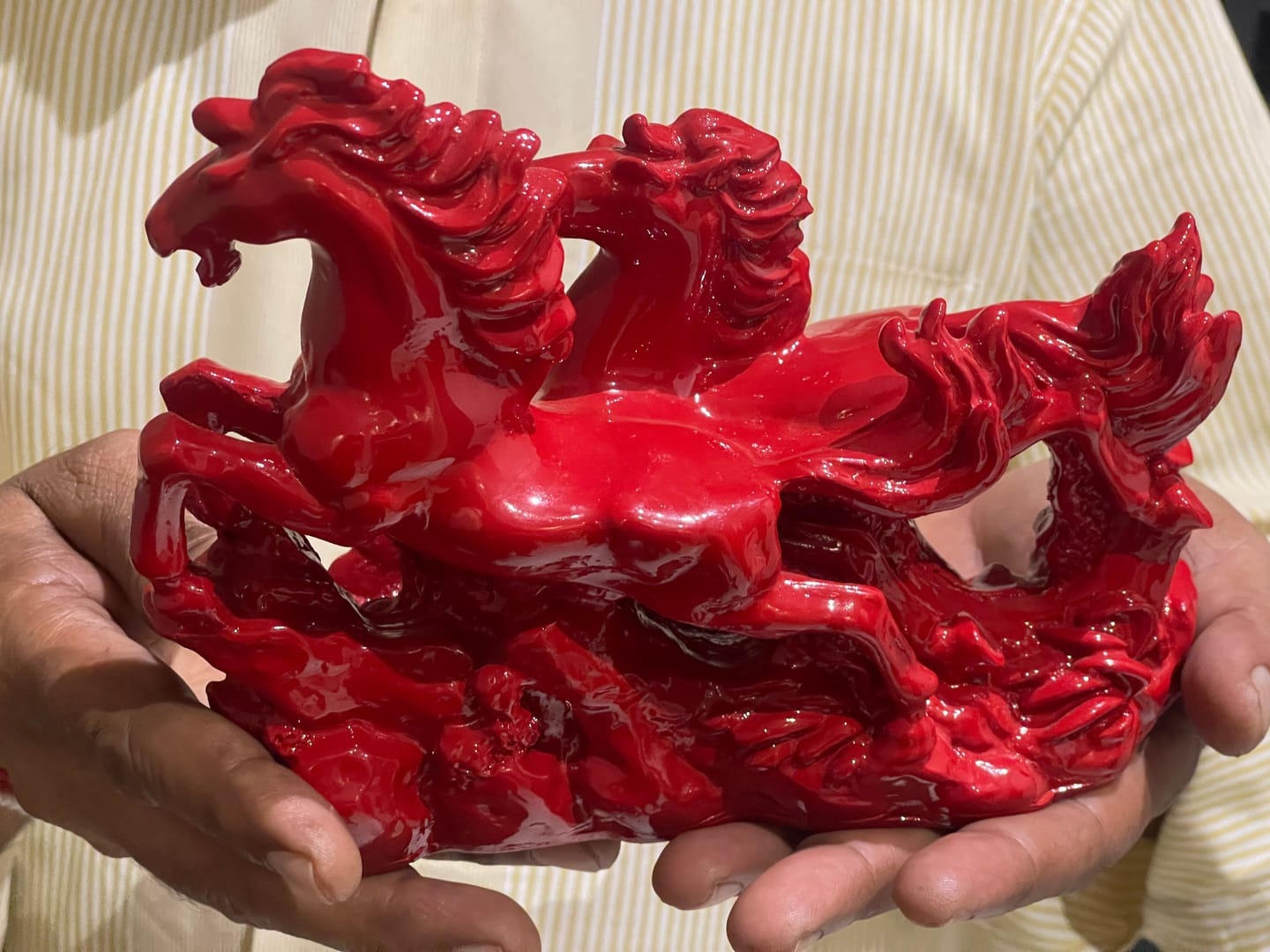 Customer photo review of Dynamic 2 Red Running Horses Resin Sculpture Vastu Remedy for Speed, Success and Career Momentum | for Office Desk, Business Spaces and Home Decor | 21 x 16 cm | 385 g