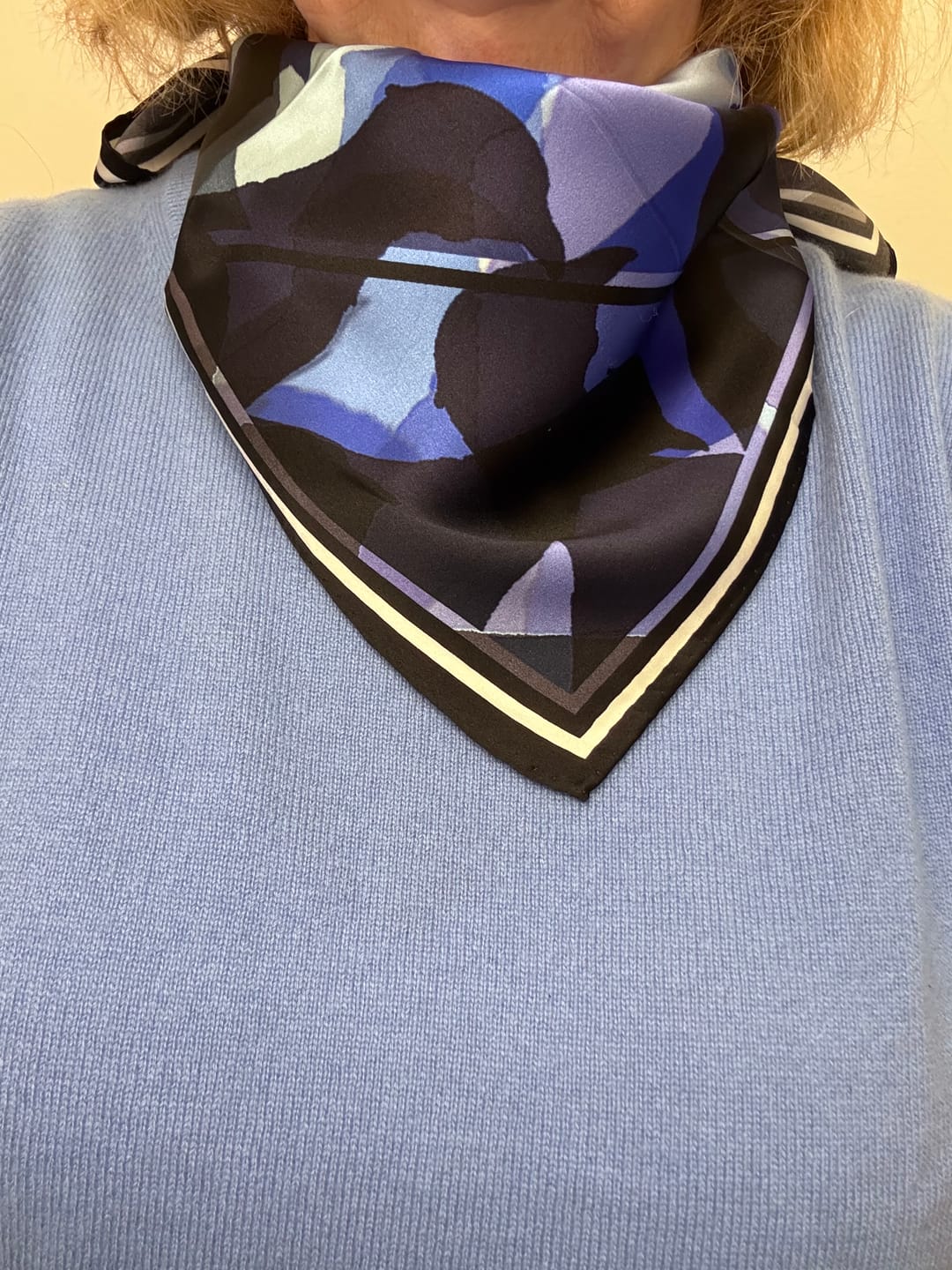 Customer photo review of Brand New Bernie & Blue Abstract Silk Scarf