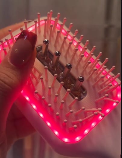Customer photo review of RootGlow™ LED Scalp Massage Brush — Red Light Glow, Vibration & Oil Applicator