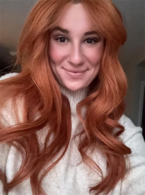Customer photo review of Human Hair Topper For Thinning Hair Dark Auburn 15*16cm Base