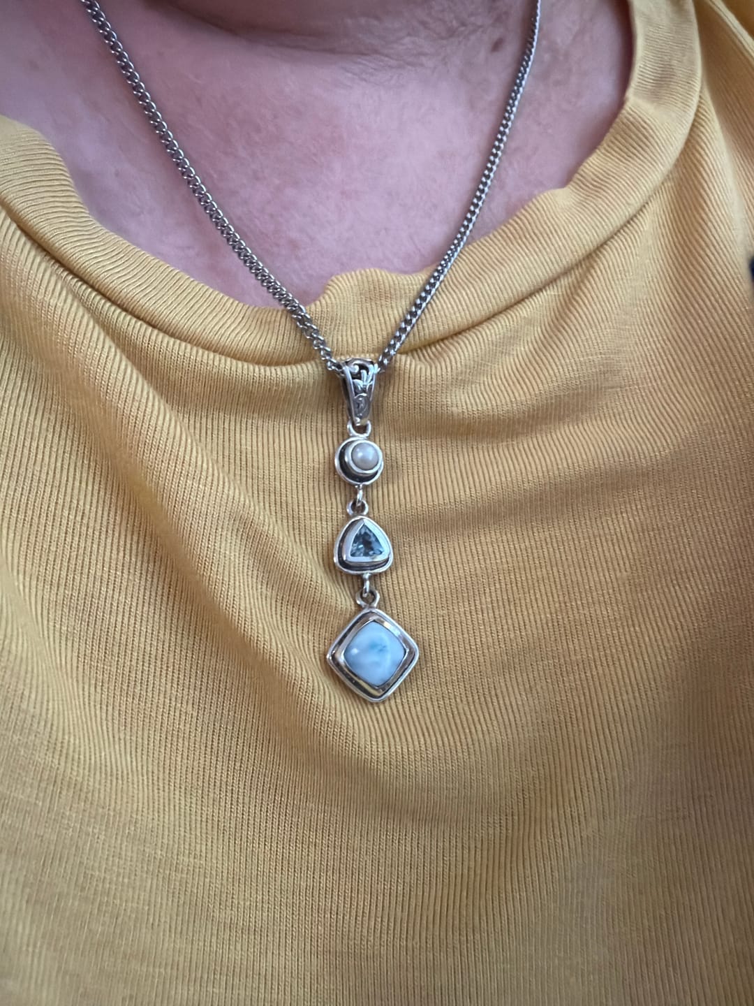 Customer photo review of Silver Larimar Necklace