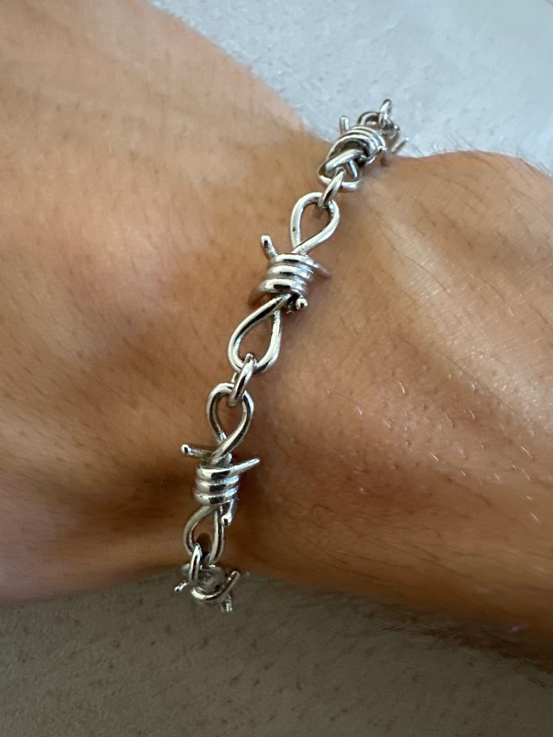 Customer photo review of Barbed Wire Bracelet (Silver)