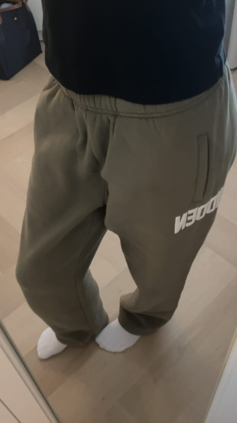 Customer photo review of GATED COMMUNITY STRAIGHT LEG SWEATPANTS SAGE