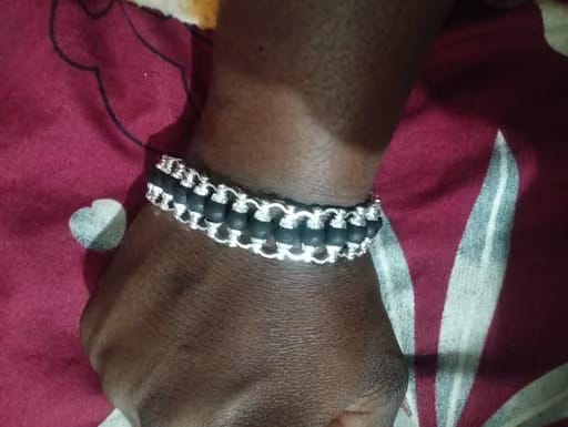 Customer photo review of Silver Plated Karungali Modern Bracelet - Natural Ebony Wood