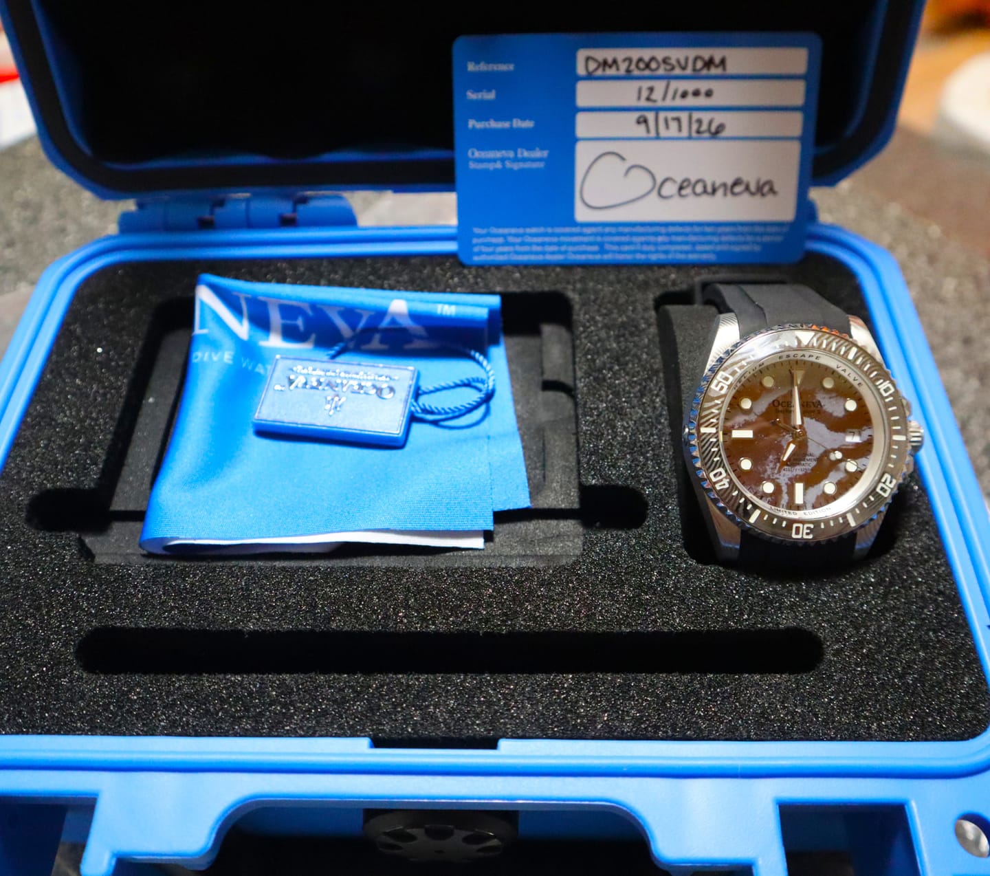 Customer photo review of Oceaneva Mens Deep Marine Explorer II Silver Damascus Steel Dial Watch Rubber Strap